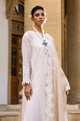 UAE -3 Piece Unstitched Embroidered Paper Cotton Suit with Embroidered Mehsuri Dupatta FE-52144