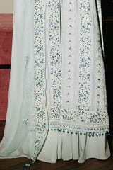 UAE -3 Piece Unstitched Embroidered Paper Cotton Suit with Embroidered Chiffon Dupatta FE-52153