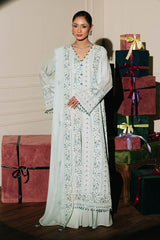 UAE -3 Piece Unstitched Embroidered Paper Cotton Suit with Embroidered Chiffon Dupatta FE-52153