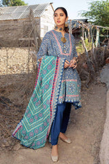 UAE -3PC Lawn Unstitched Foil Printed Unstitched Suit With Denting Lawn Dupatta DN-32091 A