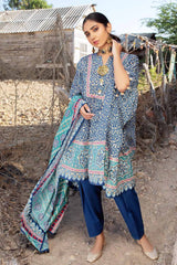 UAE -3PC Lawn Unstitched Foil Printed Unstitched Suit With Denting Lawn Dupatta DN-32091 A