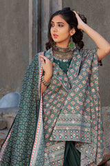 UAE -3PC Lawn Unstitched Foil Printed Unstitched Suit With Denting Lawn Dupatta DN-32093 A