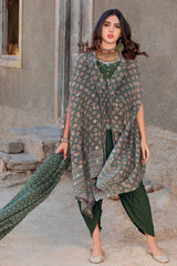 UAE -3PC Lawn Unstitched Foil Printed Unstitched Suit With Denting Lawn Dupatta DN-32093 A