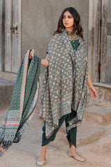 UAE -3PC Lawn Unstitched Foil Printed Unstitched Suit With Denting Lawn Dupatta DN-32093 A
