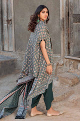 UAE -3PC Lawn Unstitched Foil Printed Unstitched Suit With Denting Lawn Dupatta DN-32093 A