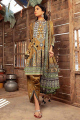 UAE -3PC Embroidered Lawn Unstitched Printed Suit With Denting Lawn Dupatta DN-32075 B