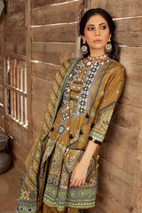 UAE -3PC Embroidered Lawn Unstitched Printed Suit With Denting Lawn Dupatta DN-32075 B