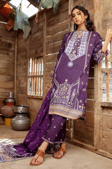 UAE -3PC Embroidered Lawn Unstitched Printed Suit With Denting Lawn Dupatta DN-32075 A
