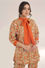 UAE -Unstitched Gold Printed Lawn Shirt SL-42039 A