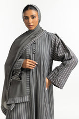UAE-Georgette Stripes Abaya With Scarf KAB-22129