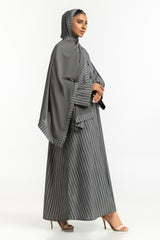 UAE-Georgette Stripes Abaya With Scarf KAB-22129