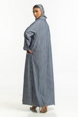 UAE-Georgette Stripes Abaya With Scarf KAB-22130