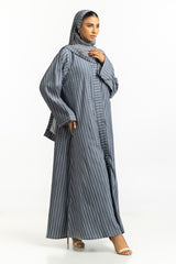 UAE-Georgette Stripes Abaya With Scarf KAB-22130