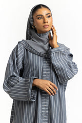 UAE-Georgette Stripes Abaya With Scarf KAB-22130