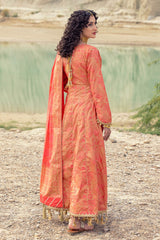 UAE -3 Piece Unstitched Gold and Lacquer Printed Lawn Suit CL-52358-B
