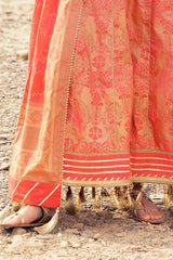 UAE -3 Piece Unstitched Gold and Lacquer Printed Lawn Suit CL-52358-B