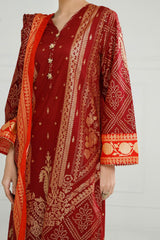 UAE -3 Piece Unstitched Gold Printed Lawn Suit CL-52124-A