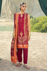 UAE -3 Piece Unstitched Gold Printed Lawn Suit CL-52124-A