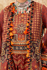 UAE-2 Piece Unstitched Gold Printed Lawn Suit TL-52144