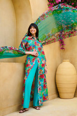 UAE -3 Piece Unstitched Printed Lawn Suit with Printed Pure Silk Chiffon Dupatta C-52003