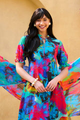 UAE -3 Piece Unstitched Printed Cotton Silk Suit with Printed Chiffon Dupatta CS-52002