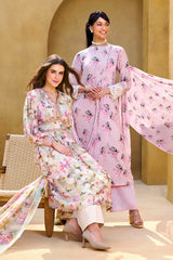 UAE -3 Piece Unstitched Printed Soya Silk Suit with Printed Chiffon Dupatta SY-52002