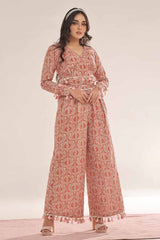 UAE -Unstitched Gold and Lacquer Printed Lawn Shirt SL-42038 A