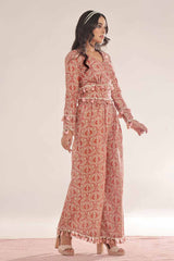 UAE -Unstitched Gold and Lacquer Printed Lawn Shirt SL-42038 A