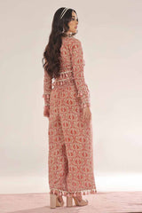 UAE -Unstitched Gold and Lacquer Printed Lawn Shirt SL-42038 A