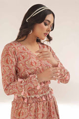 UAE -Unstitched Gold and Lacquer Printed Lawn Shirt SL-42038 A