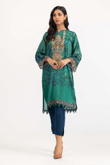 UAE -2 PC Luxury Pret Printed Charmeuse Silk Embroidered Shirt with Trouser ILP-22-195
