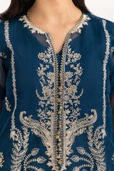 UAE -2 PC Luxury Pret Orgaza Embroidered Shirt with Trouser ILP-22-221