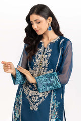 UAE -2 PC Luxury Pret Orgaza Embroidered Shirt with Trouser ILP-22-221