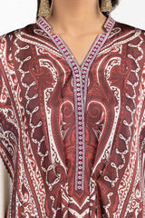 UAE -Luxury Pret Printed Charmeus Silk Kaftan And Trouser ILP-22-254 2PCs