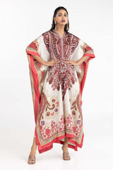 UAE -Luxury Pret Printed Charmeus Silk Kaftan And Trouser ILP-22-254 2PCs