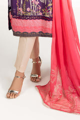 UAE -2 PC Luxury Pret Cotton Net Embroidered Shirt with Dupatta ILP-23-186