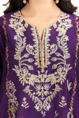 UAE -2 PC Luxury Pret Cotton Net Embroidered Shirt with Dupatta ILP-23-186