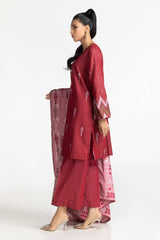 UAE-3 Piece Dyed Embroidered Jacquard Suit IUSTKSD-339