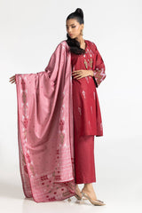 UAE-3 Piece Dyed Embroidered Jacquard Suit IUSTKSD-339