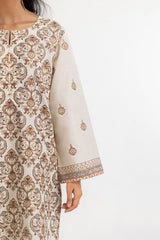 UAE-3 Piece Khaddar Printed With Embroidered  Suit IUSTKSD-435