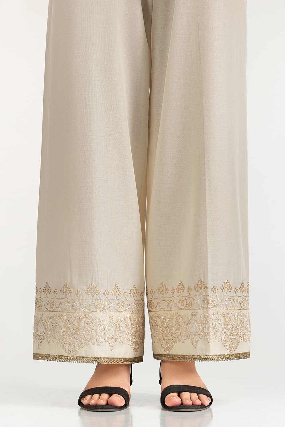 UAE-Beige Lawn Embroidered Trouser IUSTTR-42002