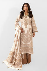 UAE -3 Piece Unstitched Embroidered Jacquard Suit with Jacquard Dupatta FE-52090