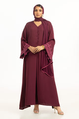 UAE-Crincle Georgette Embroidered Abaya With Scarf KAB-22132