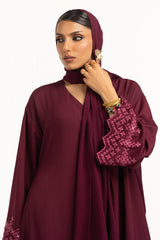 UAE-Crincle Georgette Embroidered Abaya With Scarf KAB-22132