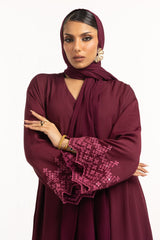 UAE-Crincle Georgette Embroidered Abaya With Scarf KAB-22132