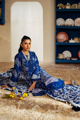 UAE -3 Piece Unstitched Embroidered Swiss Voile Suit with Lacquer Printed Chiffon Dupatta LSV-52001