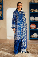 UAE -3 Piece Unstitched Embroidered Swiss Voile Suit with Lacquer Printed Chiffon Dupatta LSV-52001