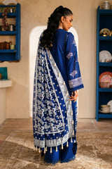 UAE -3 Piece Unstitched Embroidered Swiss Voile Suit with Lacquer Printed Chiffon Dupatta LSV-52001