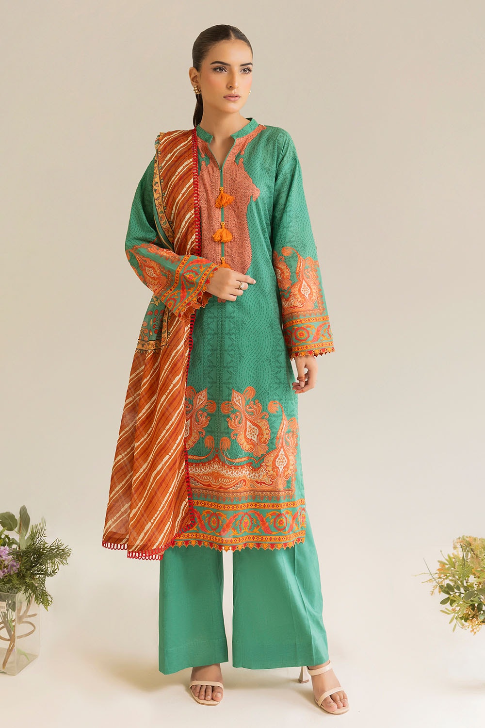 UAE -3 Piece Unstitched Printed Lawn Suit ML-42023