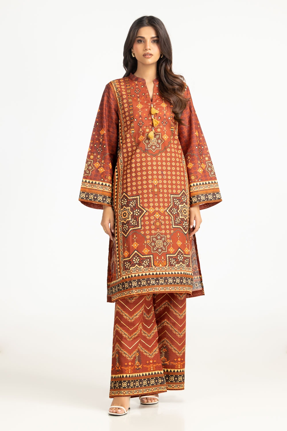 UAE-Lawn Gold Printed Co-Ord Set IUSTTS-753